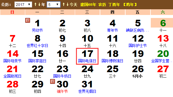 2017年国际电信日是什么时候