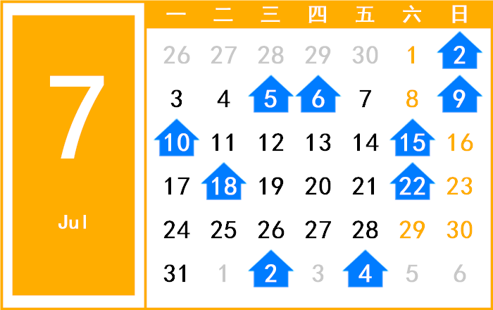 1922年7月日历