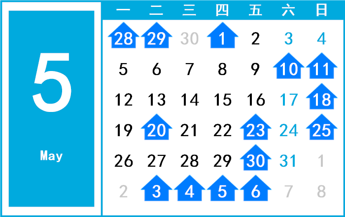 2014年5月日历