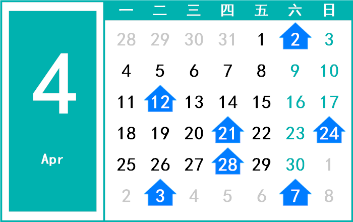 2033年4月日历