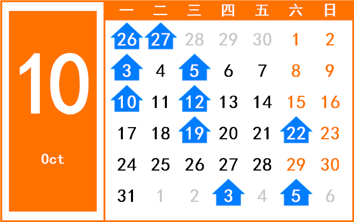 2033年10月日历