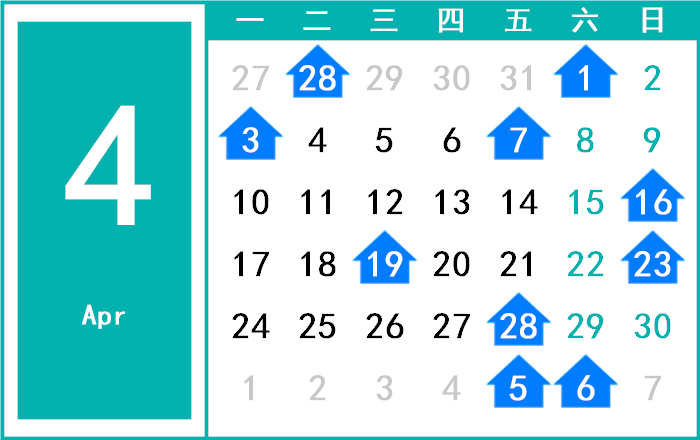 2034年4月日历