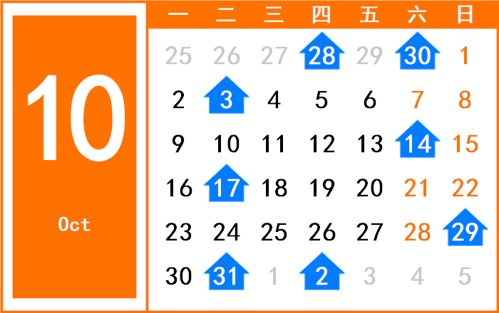 2034年10月日历