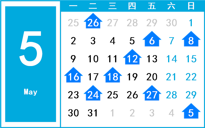 2039年5月日历