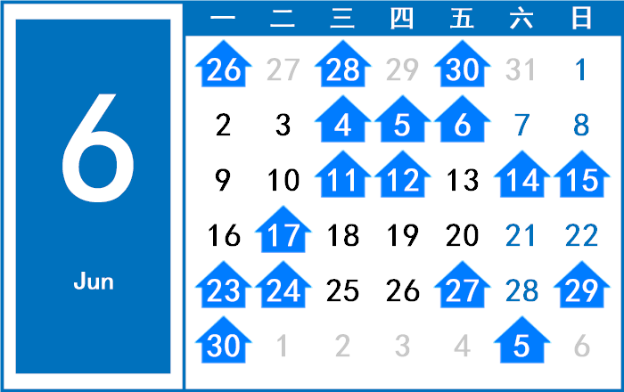 2042年6月日历