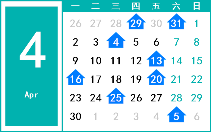 2046年4月日历