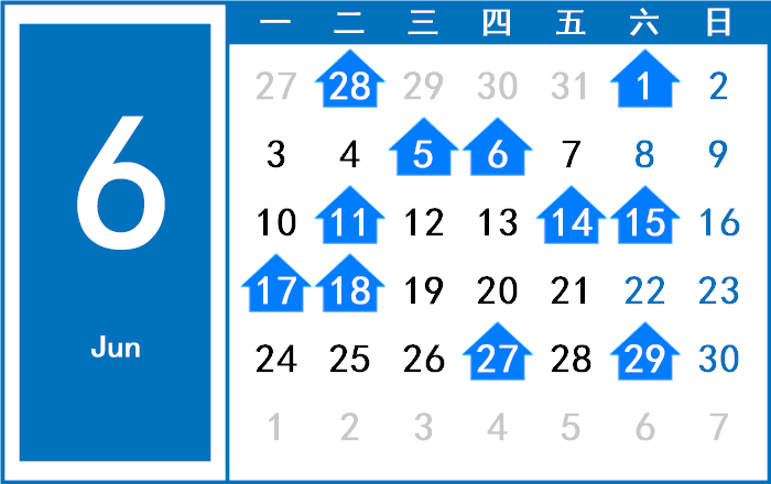 2058年6月日历