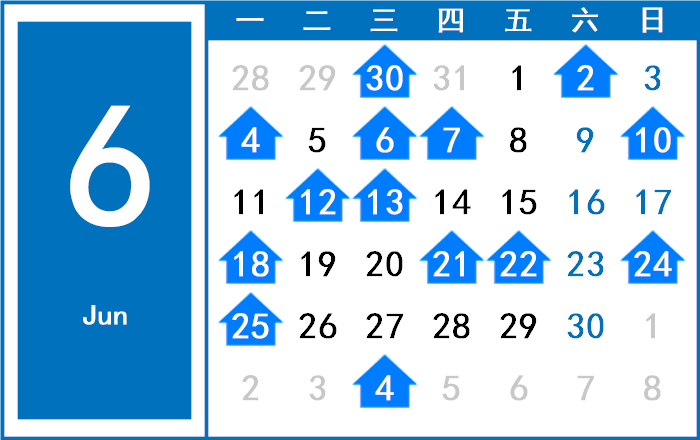 2068年6月日历