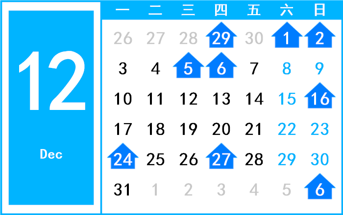 2068年12月日历