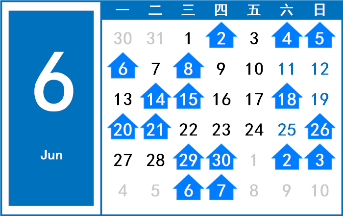 2078年6月日历