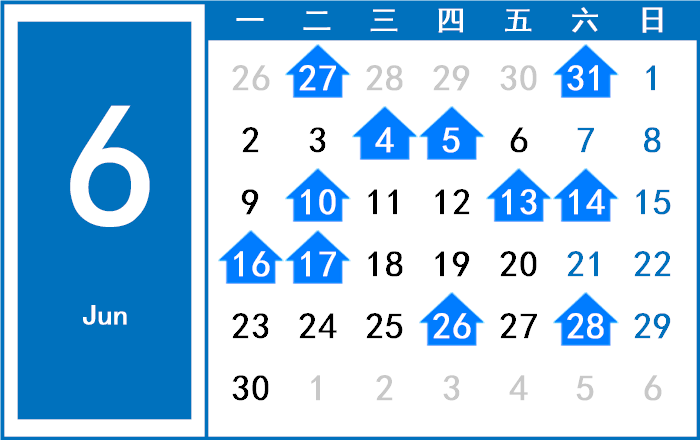 2081年6月日历