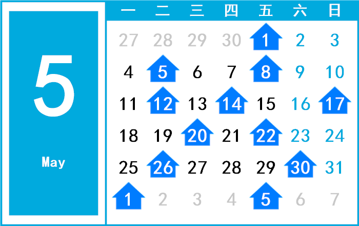 2082年5月日历