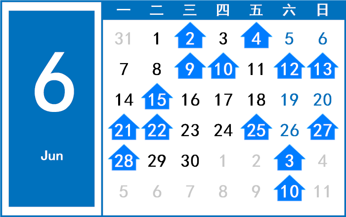 2088年6月日历