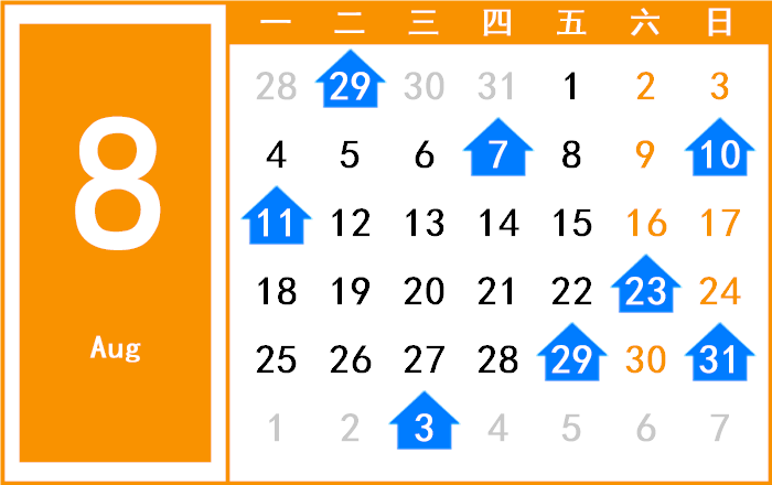 2092年8月日历